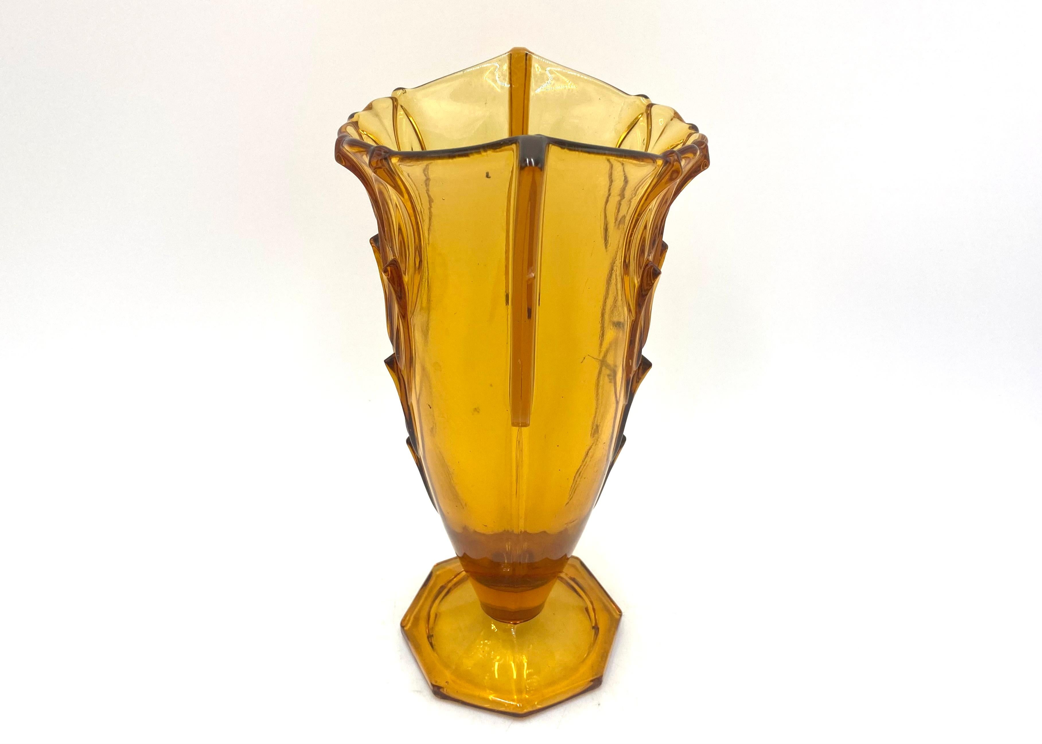 Glass Art Deco Vase, Stölzle Hermanova Hut, Czech Republic, 1930s For Sale