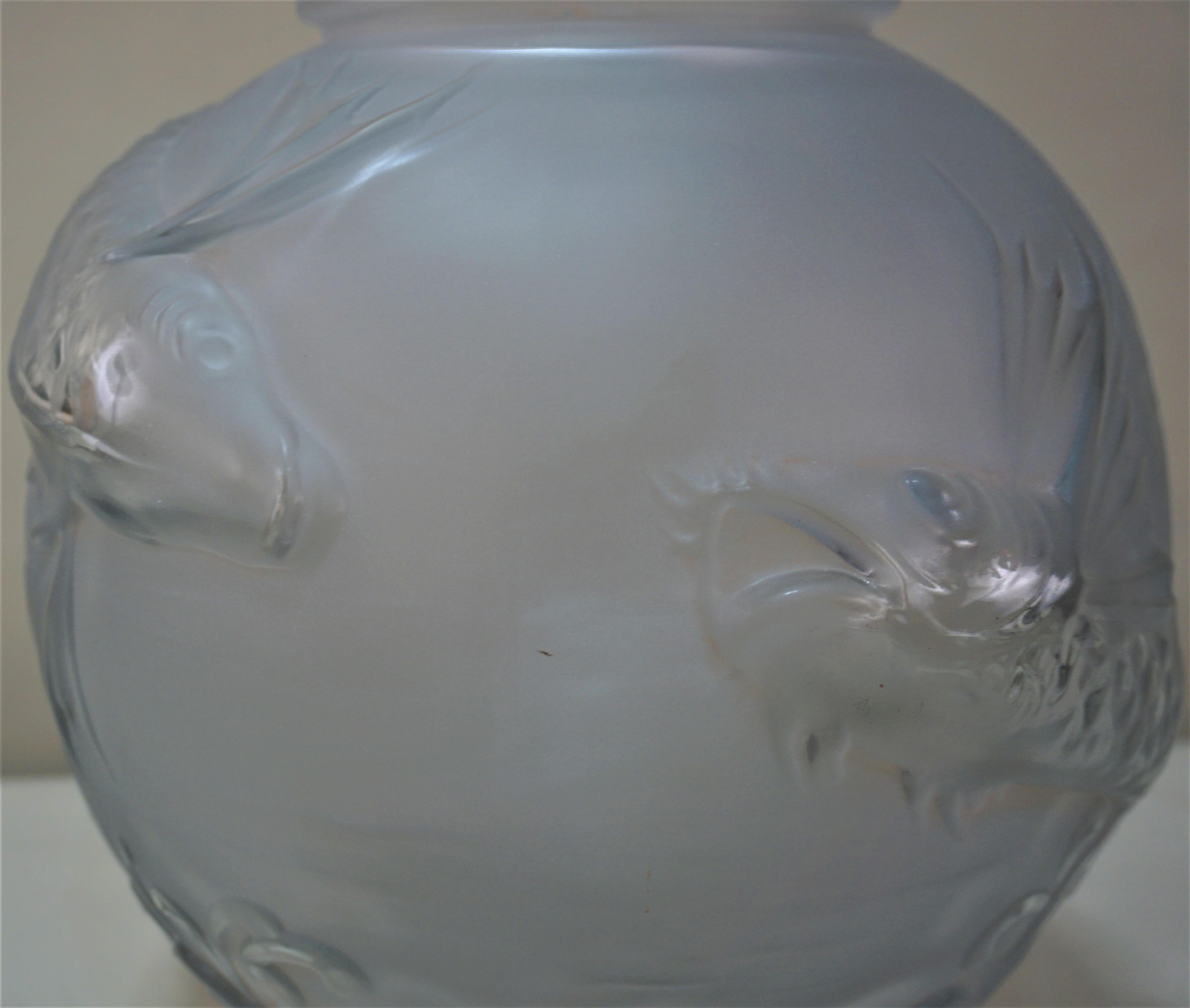 Art Deco Vase Swimming Koi Fish by Verreries D'art Lorraine, French, 1920s 2