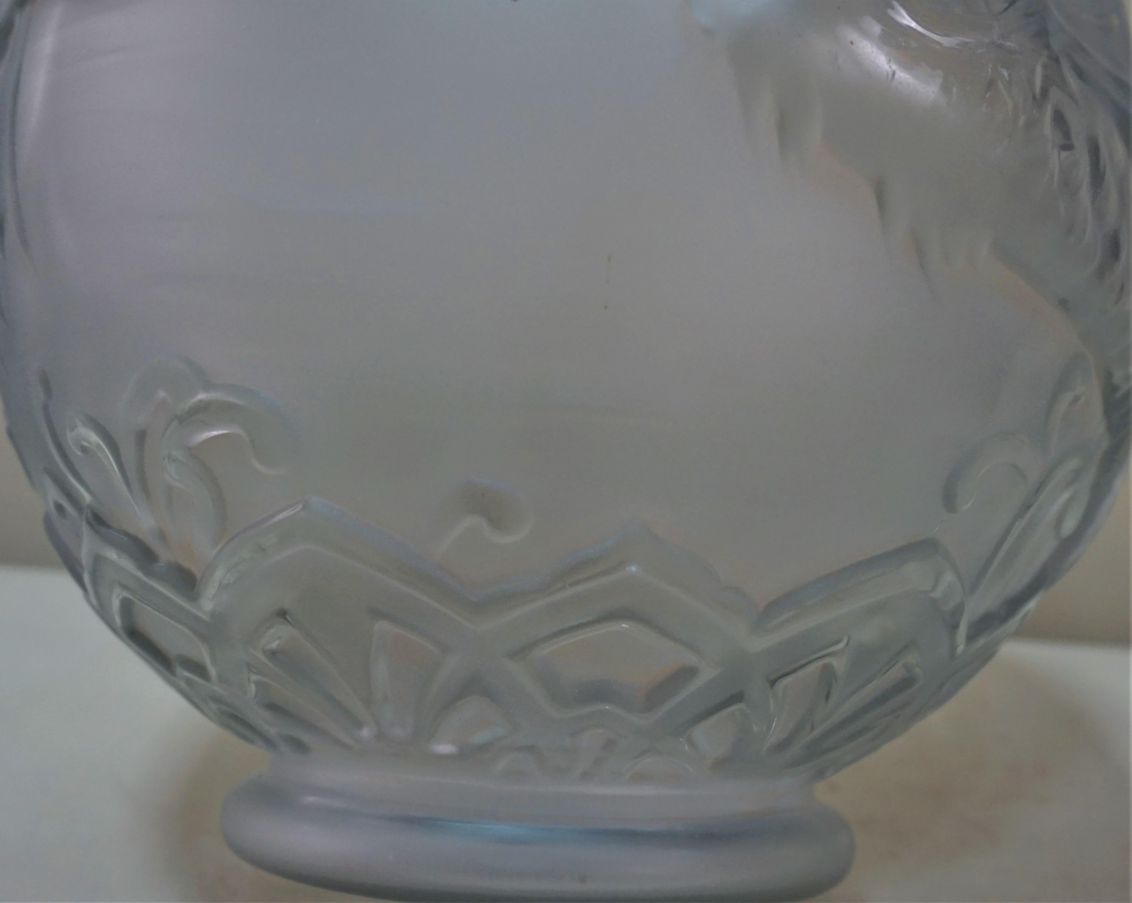 Art Deco Vase Swimming Koi Fish by Verreries D'art Lorraine, French, 1920s 3