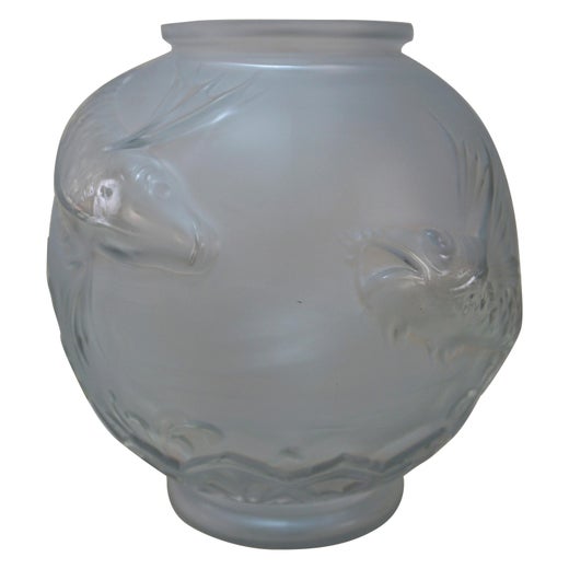 Art Deco Vase Swimming Koi Fish By Verreries D Art Lorraine