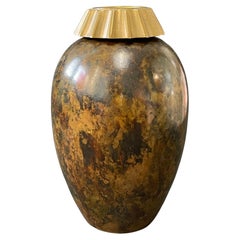 Art Deco Vase with Collared Insert, Rare Bronze by Evan Jensen, Danish Master