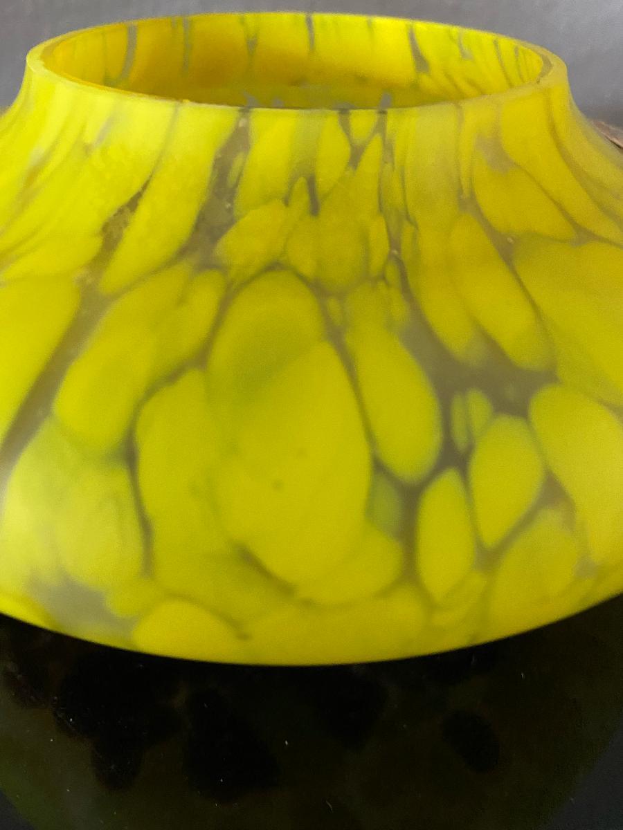 Mid-20th Century Art Deco Glass Vase Yellow and Brown Stains or Spots For Sale