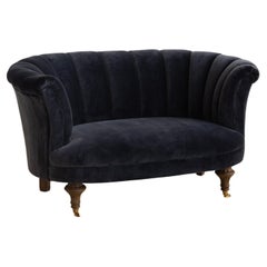 Art Deco Velvet Channel Back "Shell" Sofa