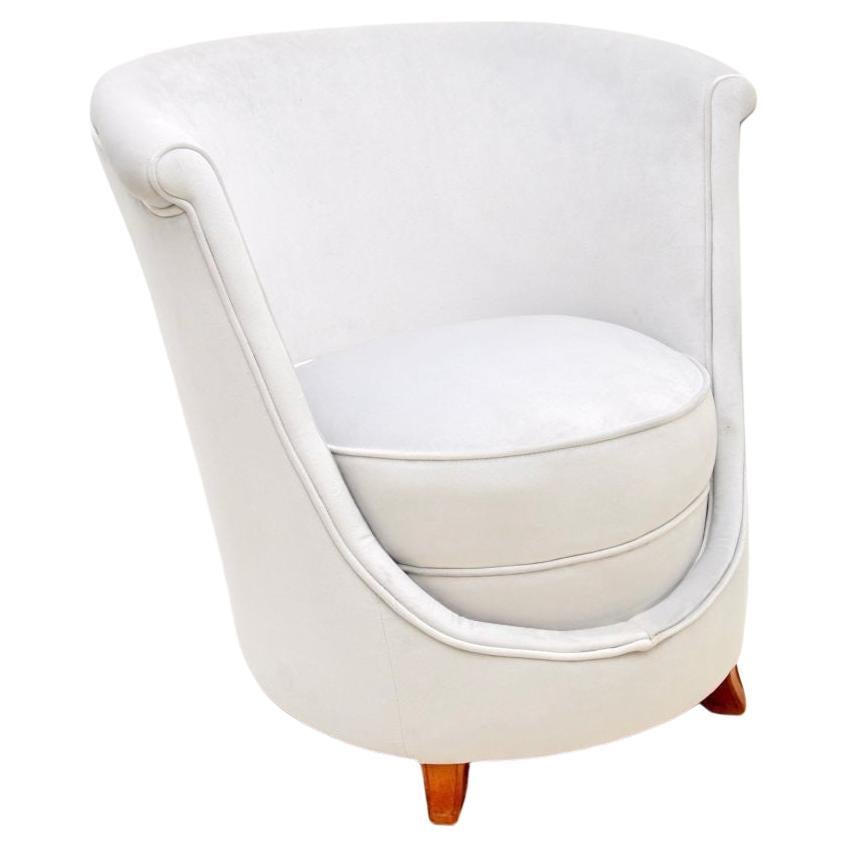 Art Deco Velvet Tub Chair by Hille