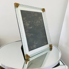 Art Deco Venetian Glass and Mirrored Picture Frame, 1930's  14" x 17" Inches