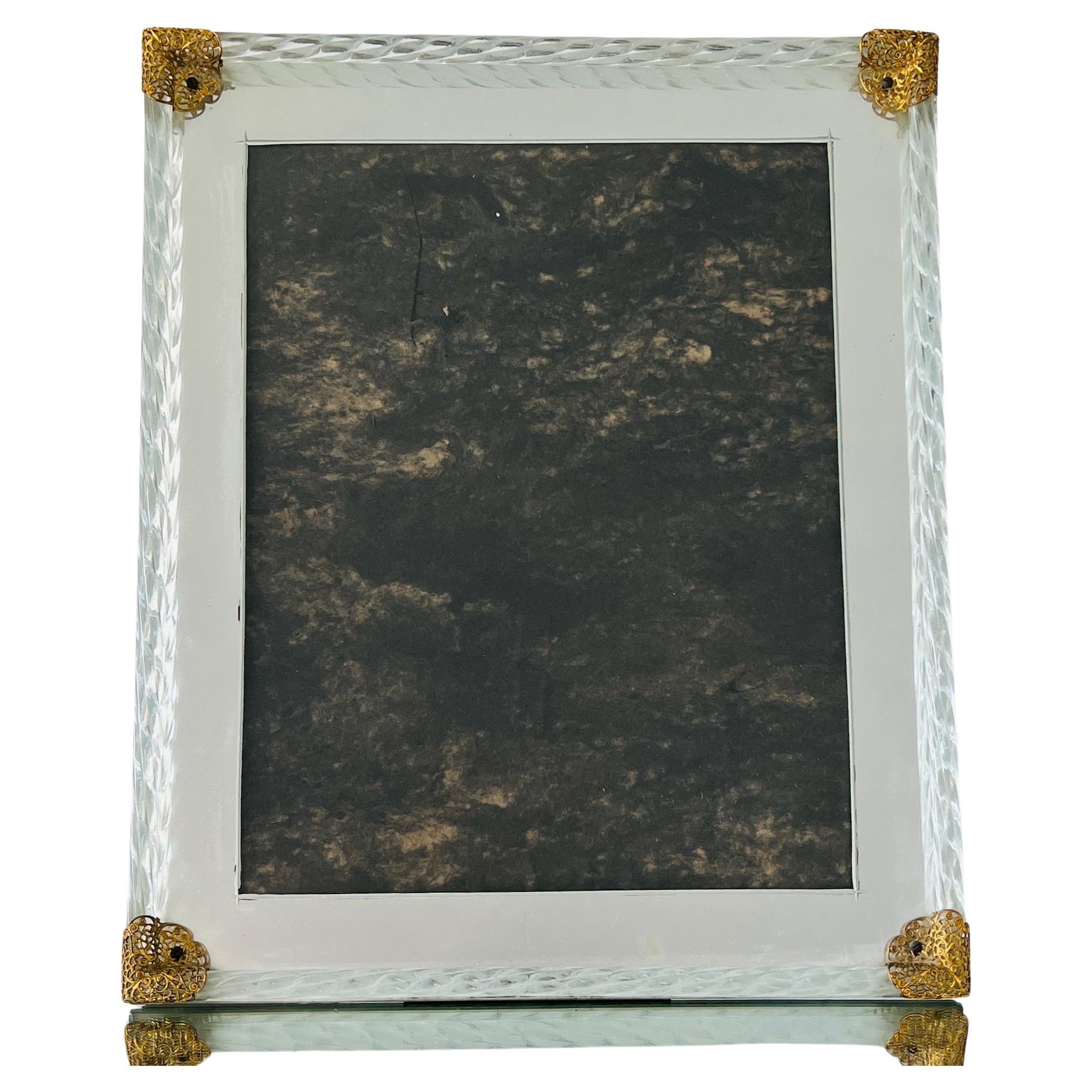 Art Deco Venezianisches Glas und verspiegelter Bilderrahmen, 1930er Jahre  14" x 17" Zentimeter im Angebot