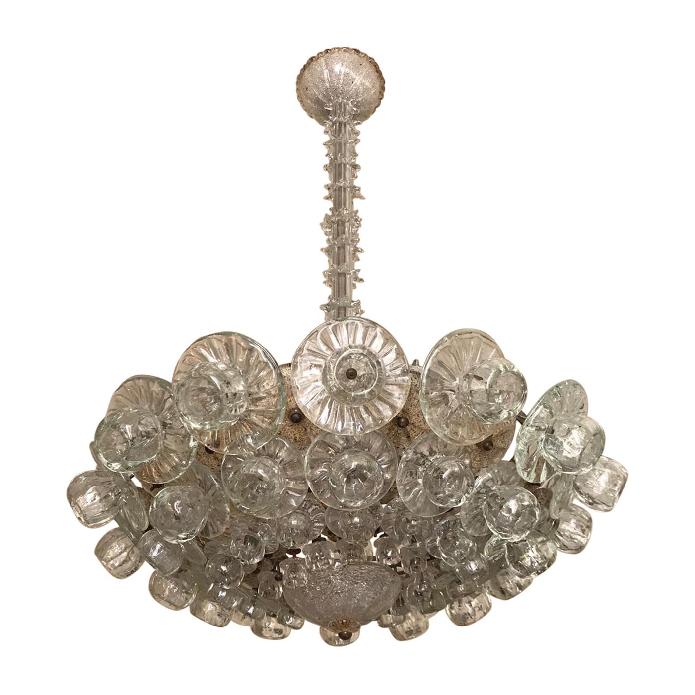 Art Deco Venetian Glass Chandelier Designed by Toso, 1920 For Sale