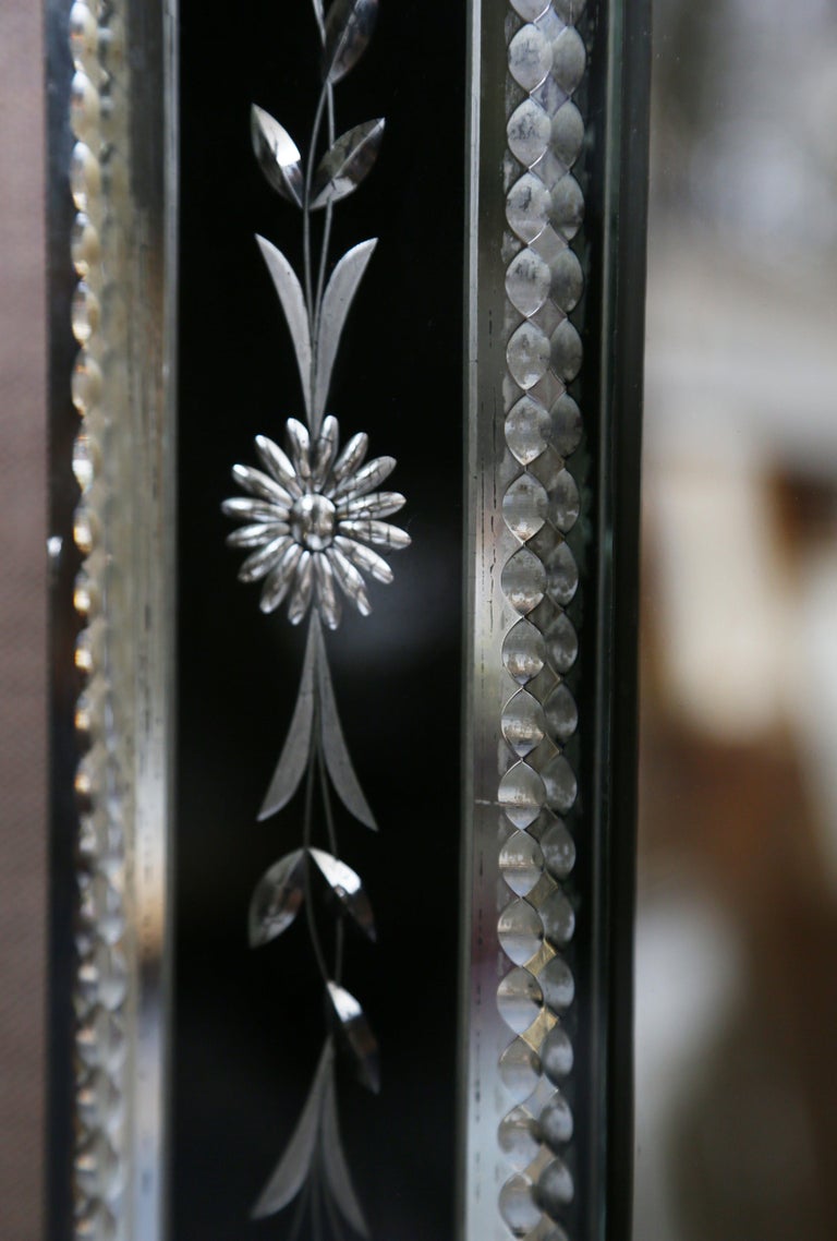 Art Deco Glass Mirror in Black and Clear at 1stDibs