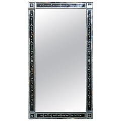  Art Deco Venetian Glass Mirror in Black and Clear