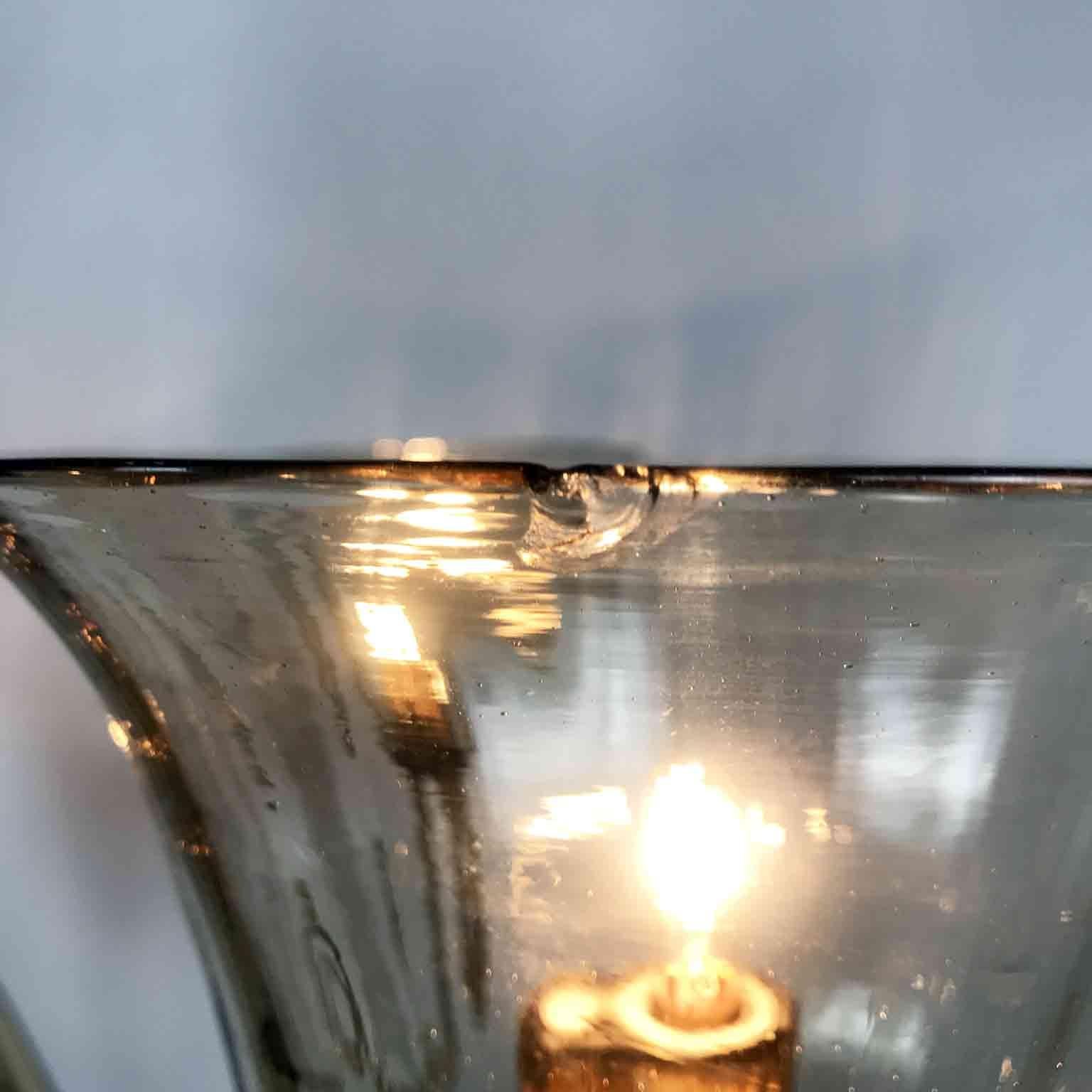 Venetian Murano Smoked Blown Glass Chandelier 1920s Venini Style 8