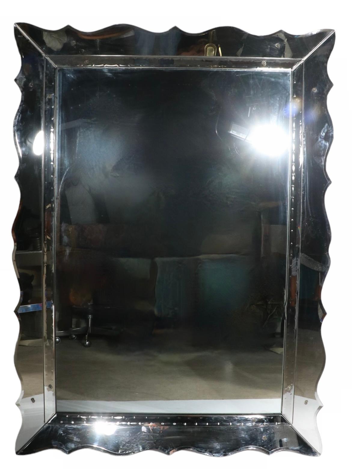 Art Deco Venetian Style Wall Mirror C. 1930 - 1950's In Good Condition For Sale In New York, NY