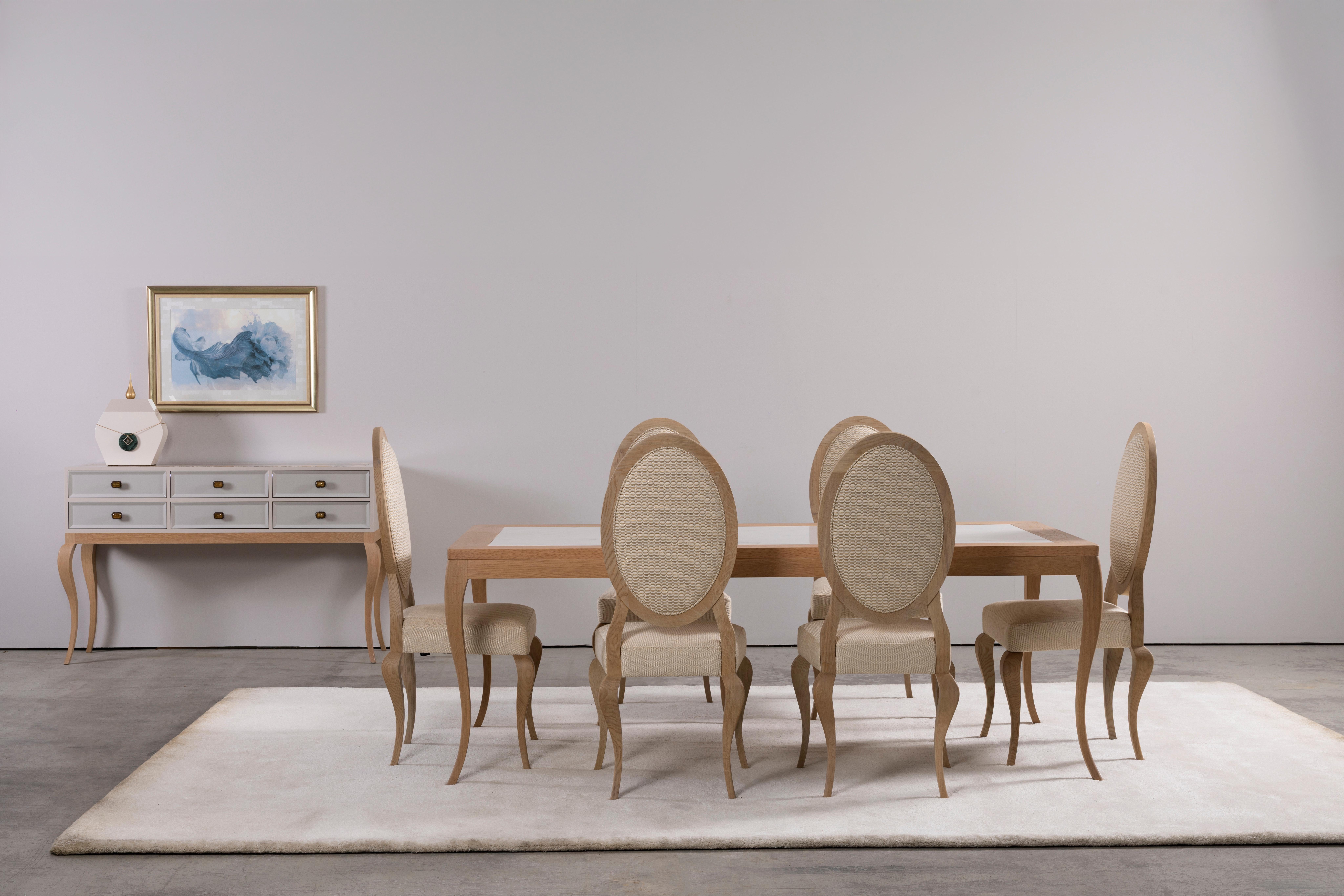 Table de salle à manger Art Déco Veneza en chêne américain fabriquée à la main au Portugal par Greenapple en vente 2