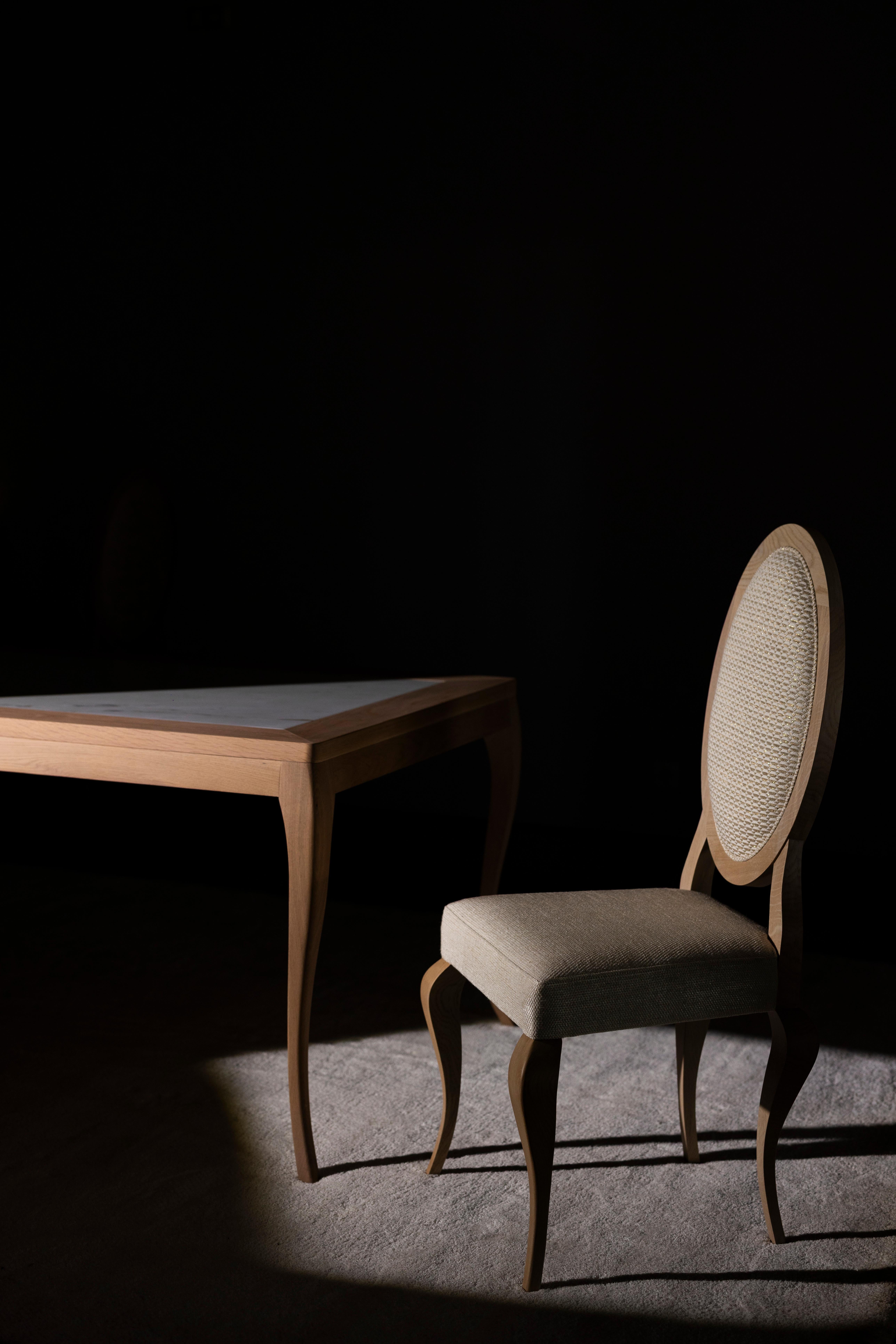 Table de salle à manger Art Déco Veneza en chêne américain fabriquée à la main au Portugal par Greenapple en vente 3