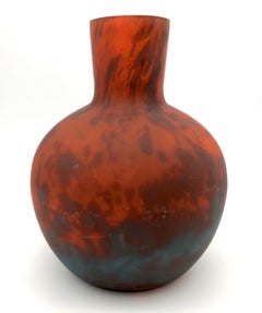 Art Deco Verreries D'Art Lorrain für Daum Glasvase Vollständig signiert Frankreich