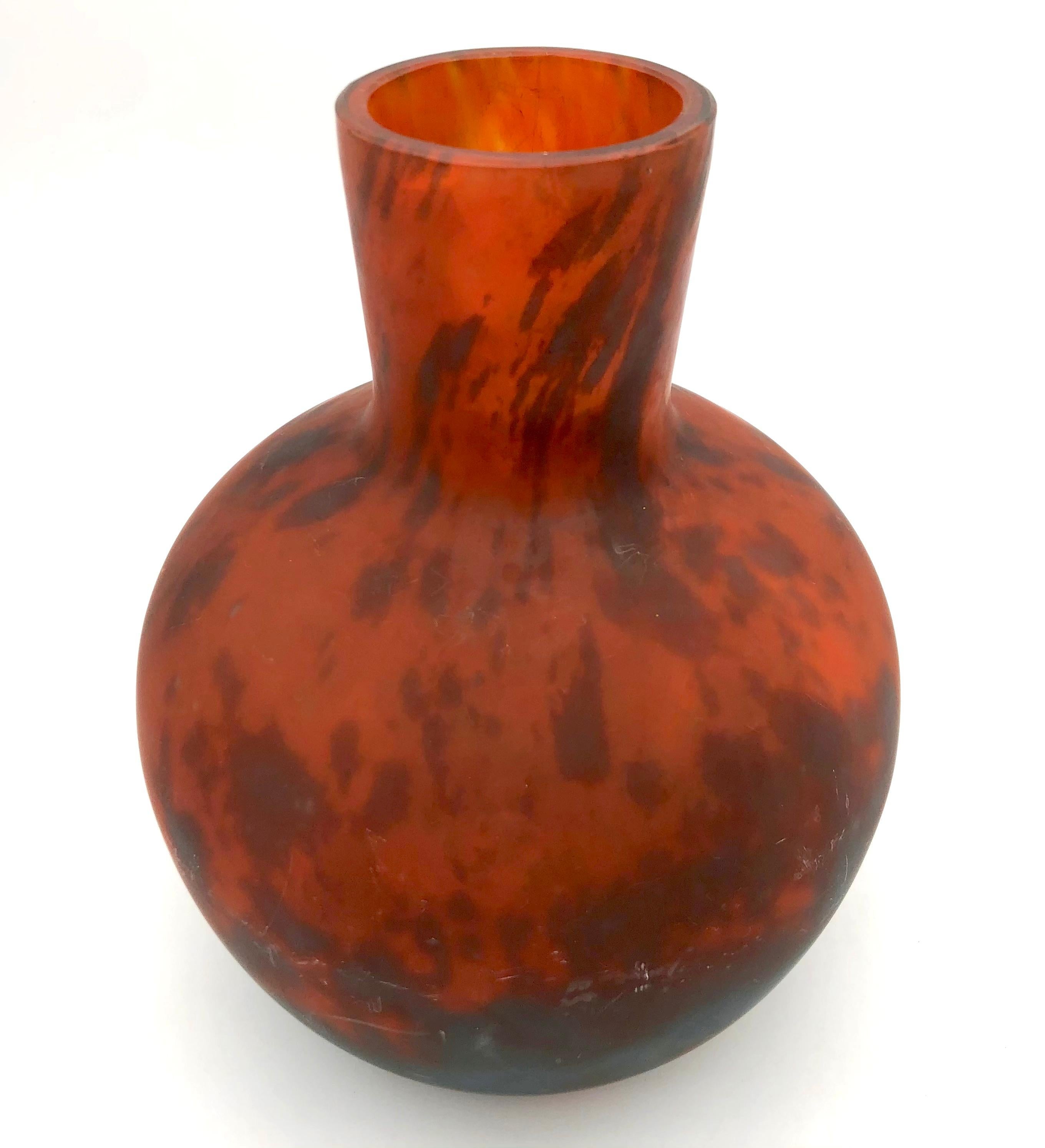 Art Nouveau Art Deco Verreries D'Art Lorrain for Daum Glass Vase Fully Signed France For Sale