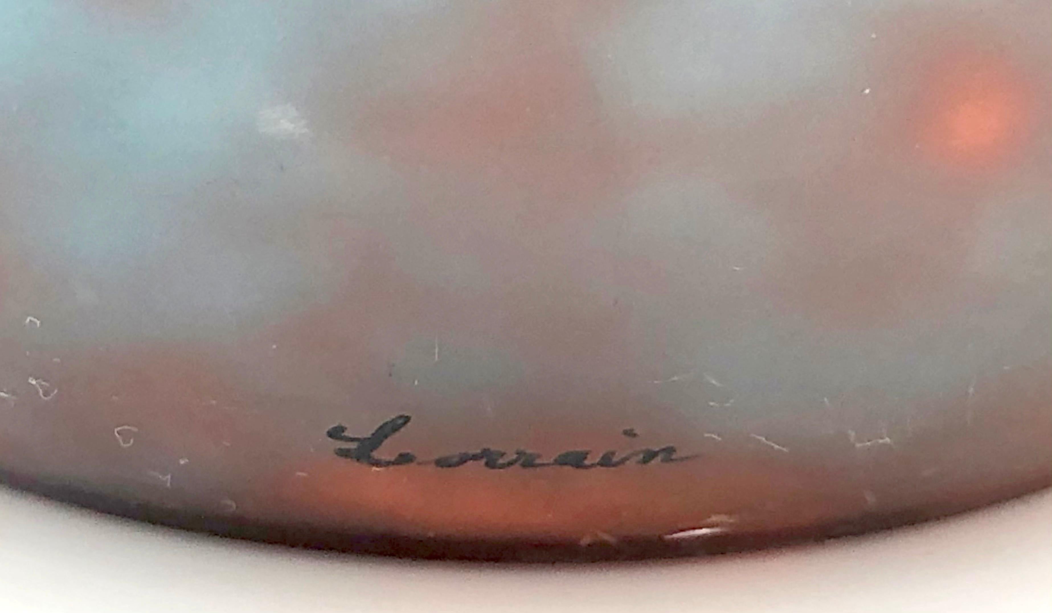 Français Vase en verre Art Déco Verreries D'Art Lorrain pour Daum, entièrement signé France en vente
