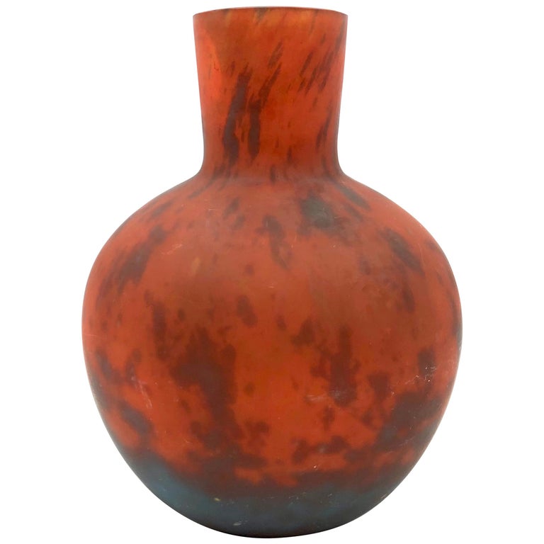 Art Deco Verreries D'Art Lorrain for Daum Glass Vase Fully Signed France  For Sale at 1stDibs