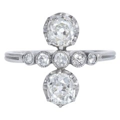 Art Deco Vertically Set Diamond and Platinum Ring