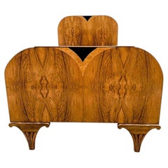 Art Deco Very Attractive Single Walnut & Satinwood Bed, c1930