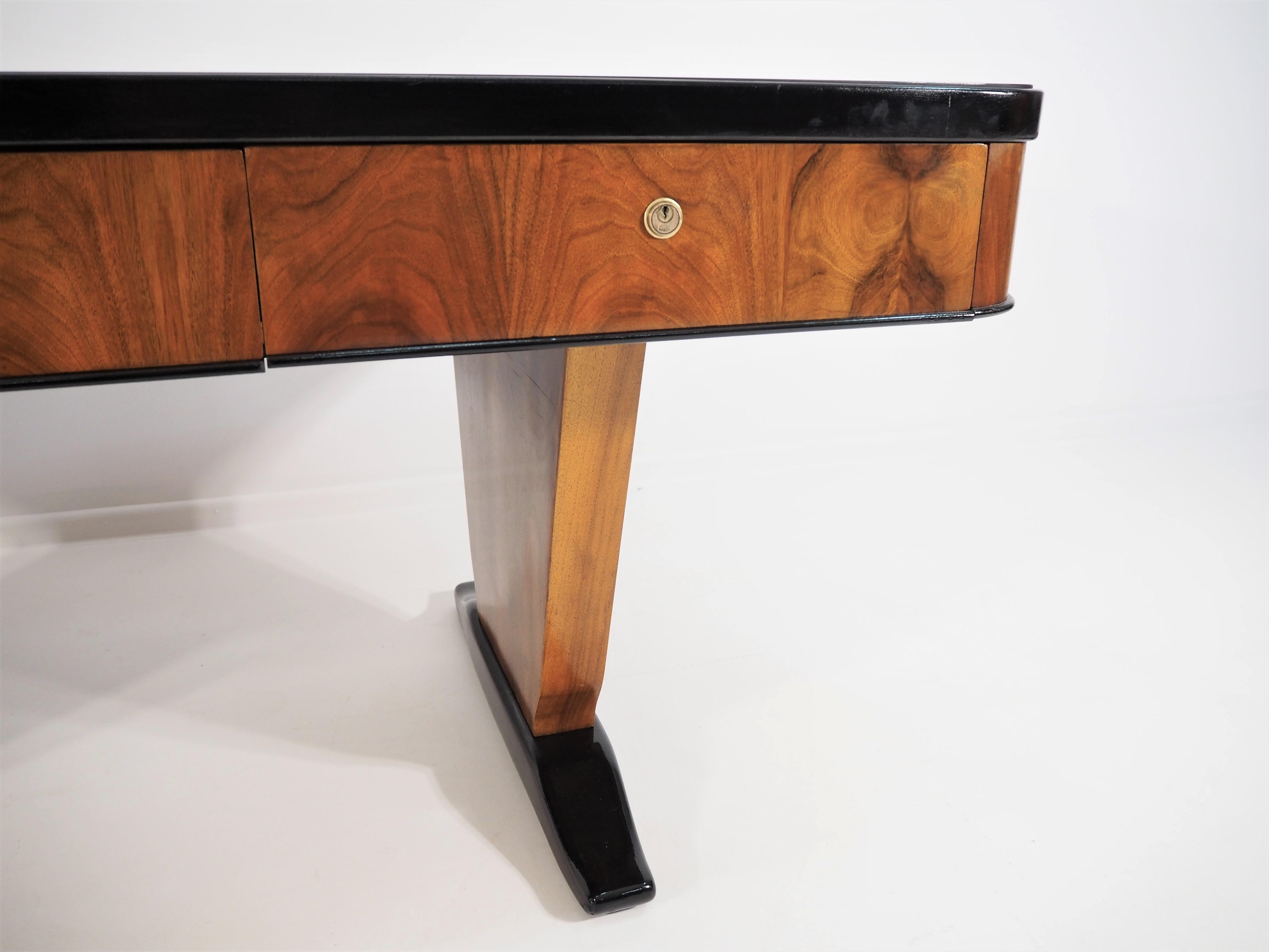 Art Deco Very Big Walnut Desk, circa 1940s 5