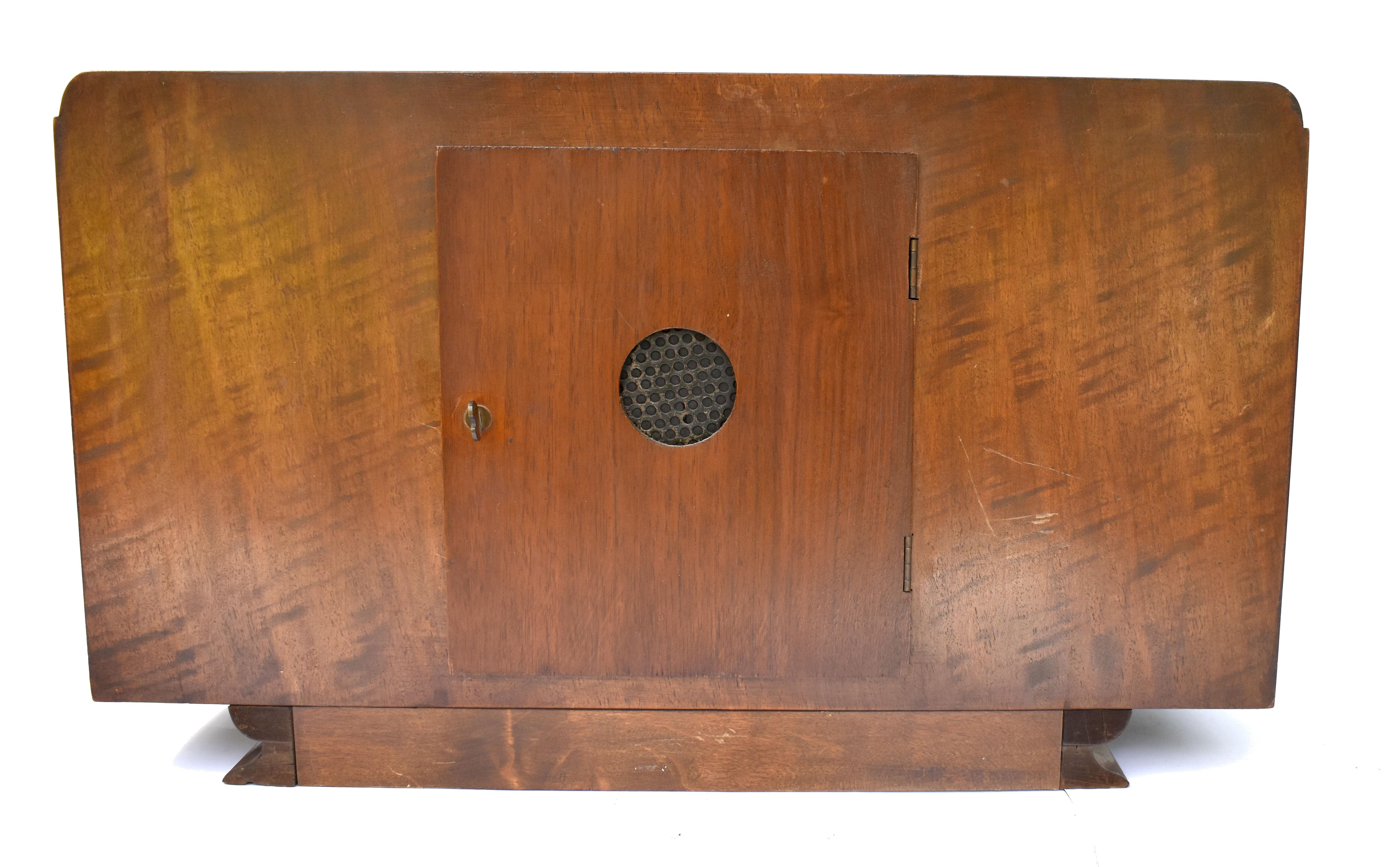 Art Deco Very Large Walnut & Chrome Mantle Clock, German, c1930 In Good Condition In Devon, England