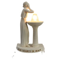 Lampe publicitaire Art Déco Vichy en plâtre, Belgique années 1930