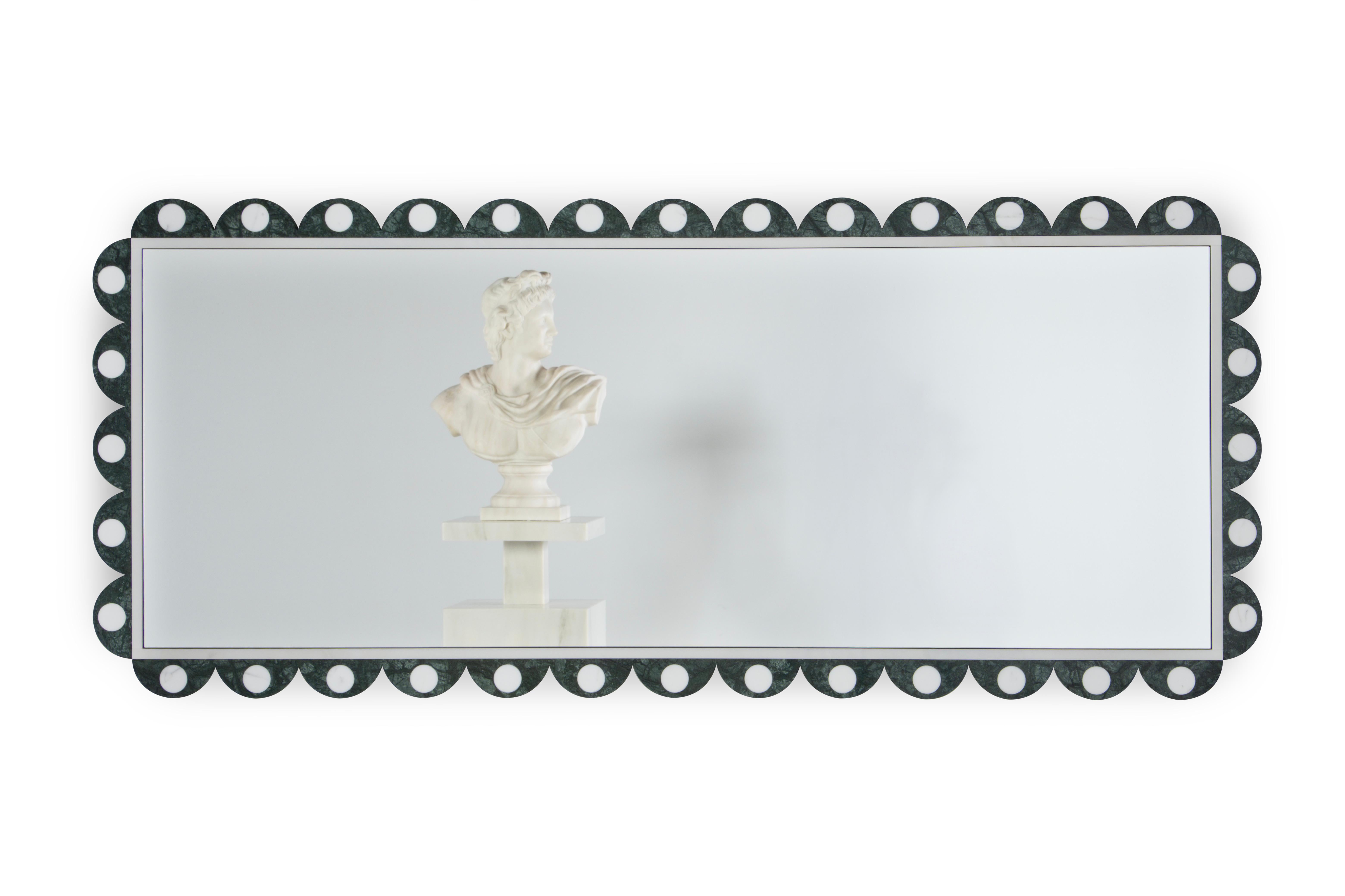 Art Deco Victoire Wandspiegel, Marmor, handgefertigt in Portugal von Greenapple (Handgefertigt) im Angebot