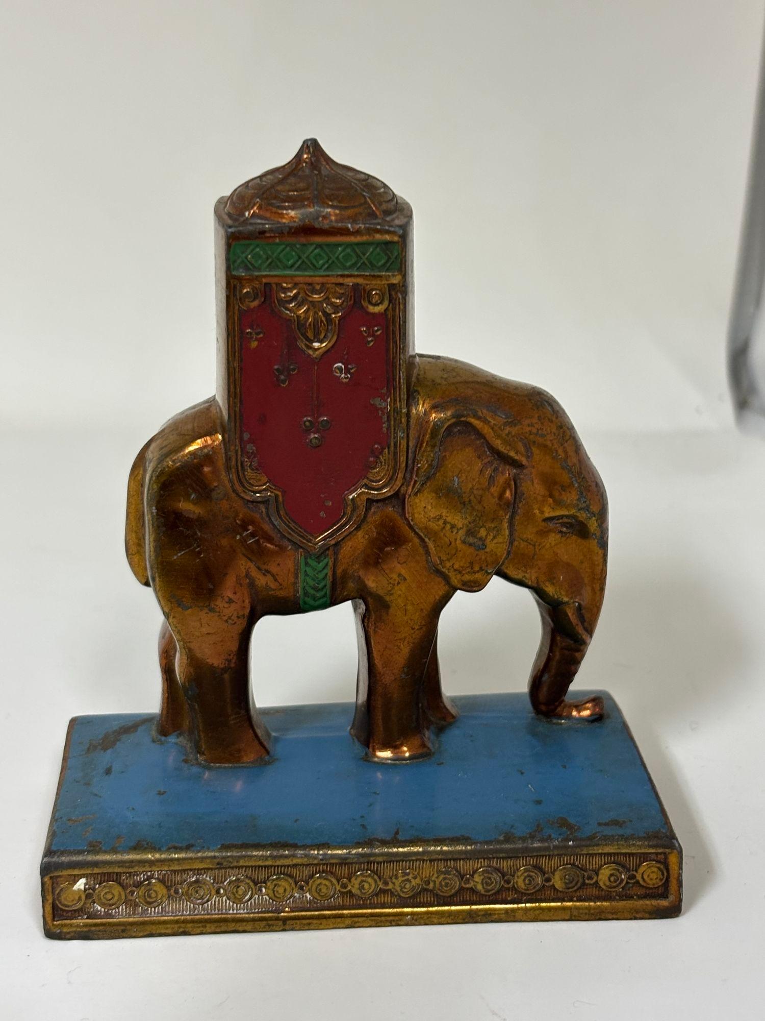 Art Deco Victorian Anglo Indian Blau Rot Emaille Metall Elefant Briefbeschwerer 7
