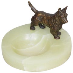 Vintage Art Deco Vide Poche with a Bronze Scottie Dog