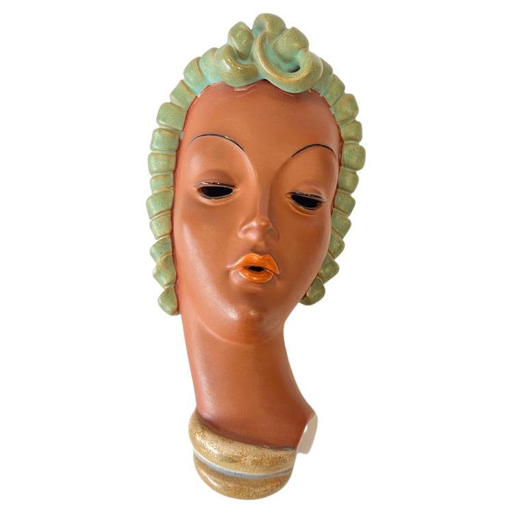  Art Deco Vienna, Ceramic wall mask, Keramos For Sale 2