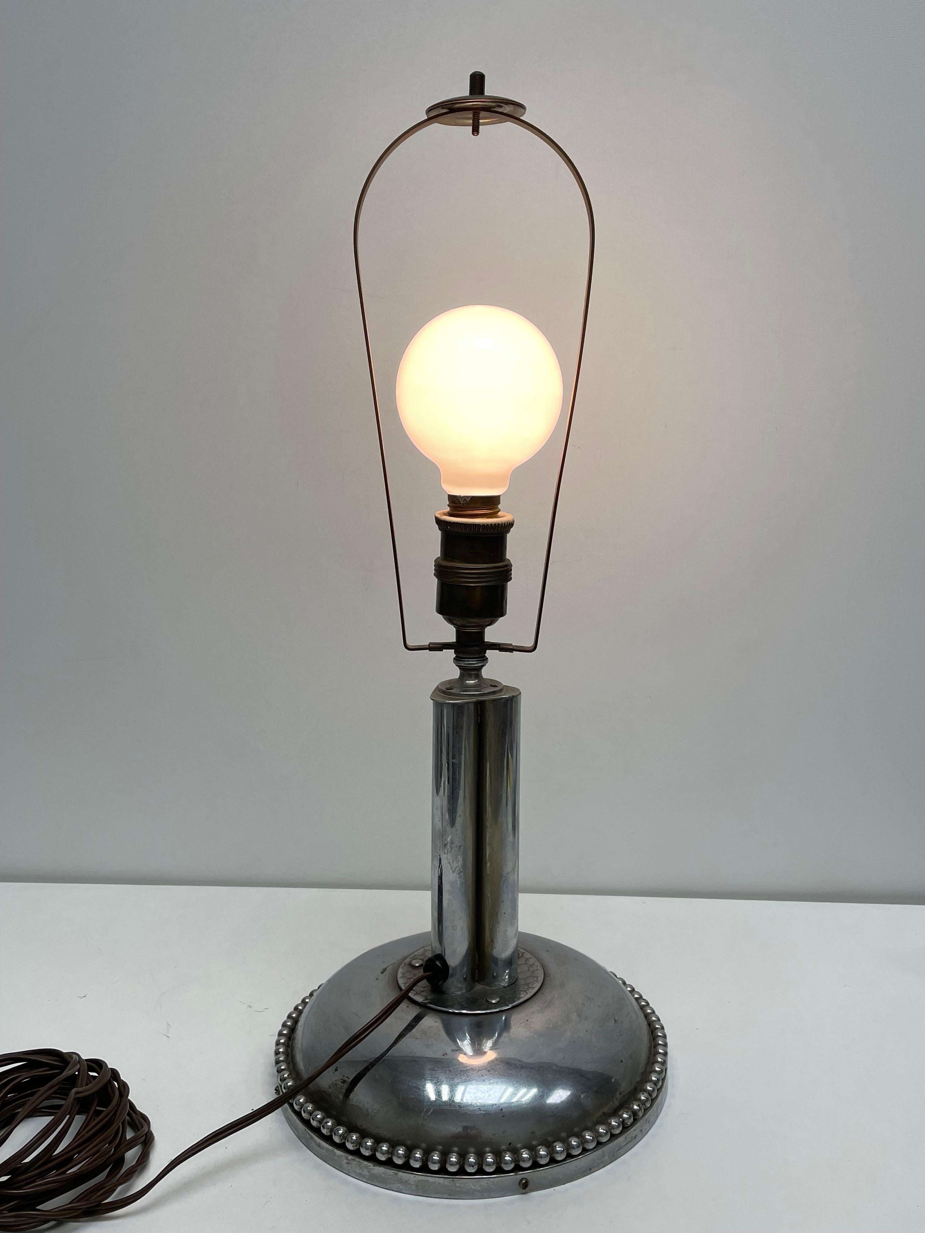 Art Deco Vienna Nickle Plated Table Lamp Foot, Vintage, 1920s For Sale 4