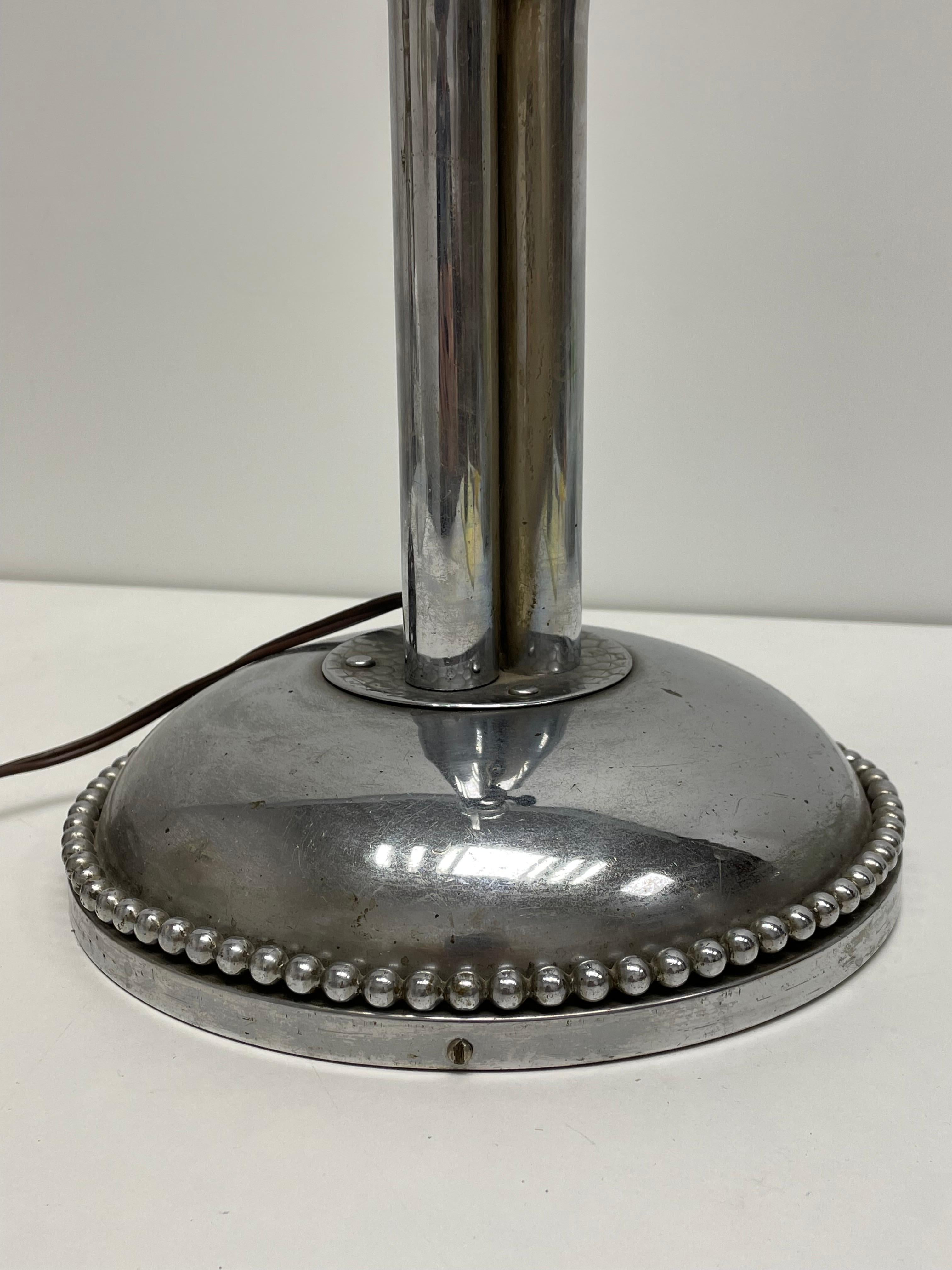 Early 20th Century Art Deco Vienna Nickle Plated Table Lamp Foot, Vintage, 1920s For Sale