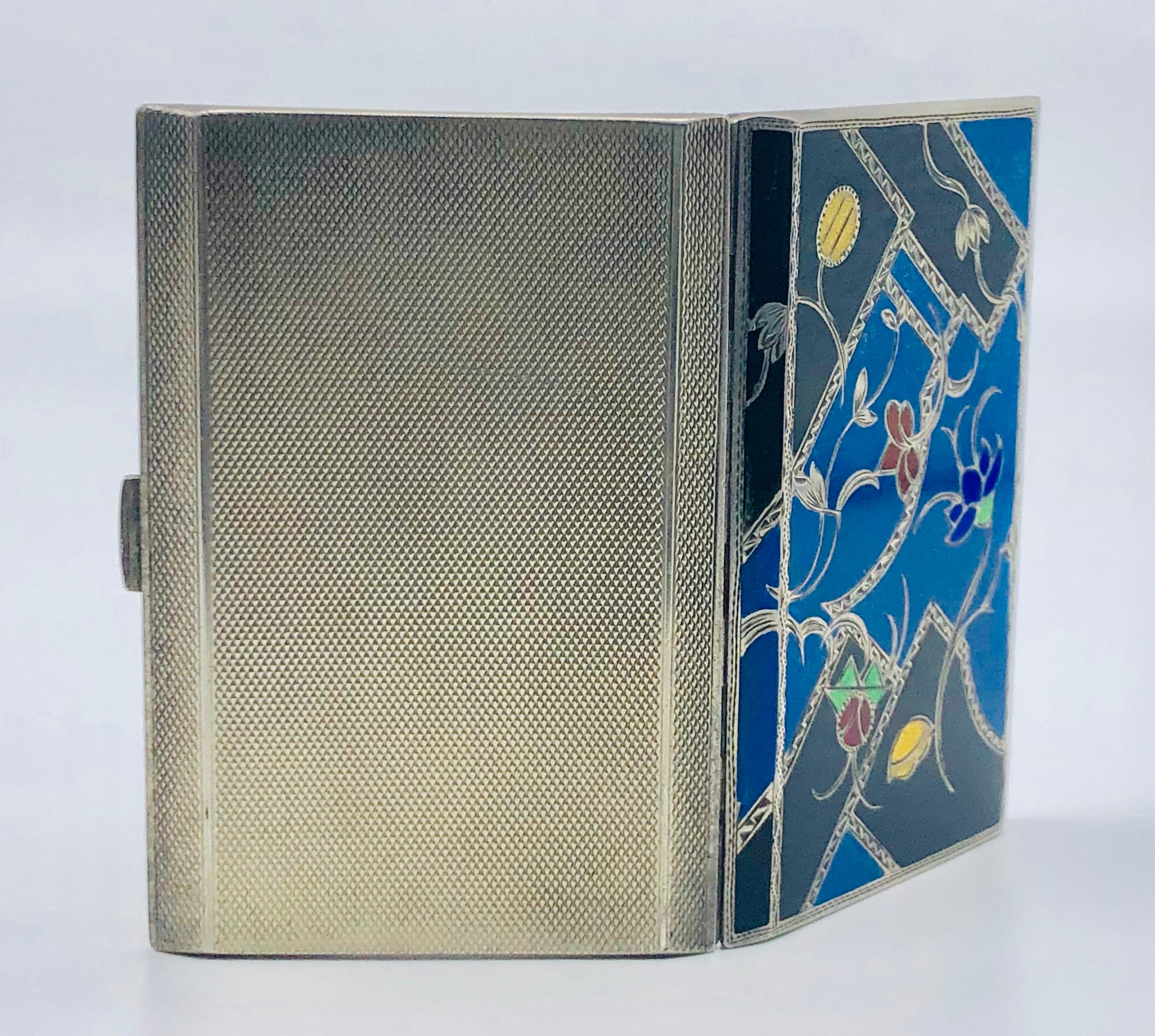 Antiquitäten  Vienna Art Deco Vienna Silber Emaille Calling Card Holder für Damen oder Herren im Angebot