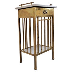 Art Deco / Viennese Secession Nightstand in Brass and Marble, Austria, 1900s