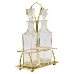 Vinagrera y aceitera Art Decó con cristal tallado Alrededor de 1920