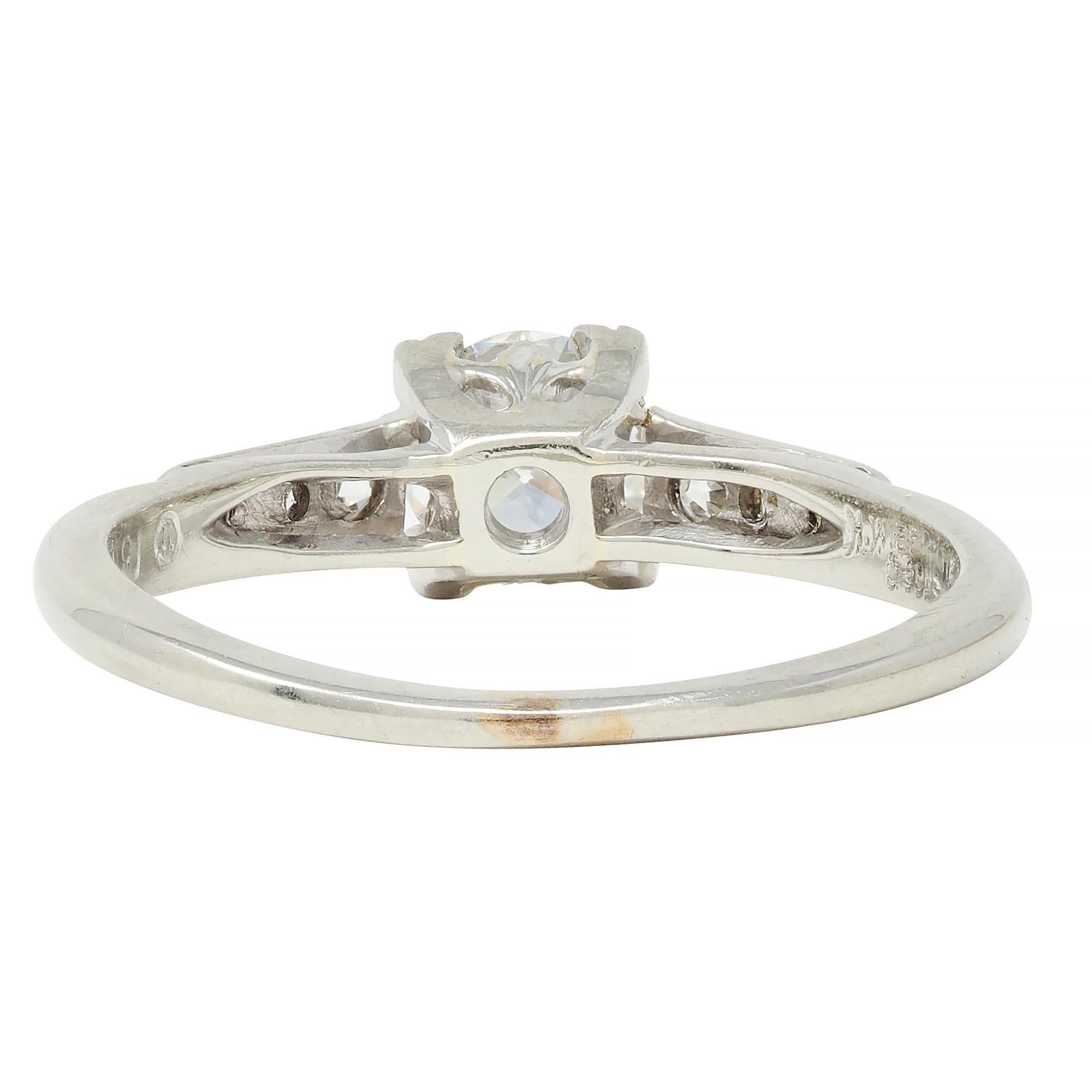 Taglio antico europeo Art of Vintage 0,52 CTW European Diamond Anello di fidanzamento in oro bianco 18 carati in vendita