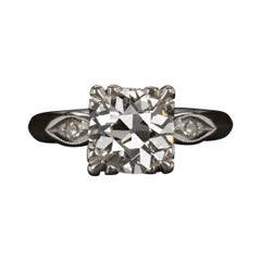 Art Deco Vintage 1.80 Carats Old European Diamond Engagement Gold Ring