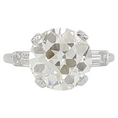 Art Deco Vintage 2 Old Brilliant Cut diamond platinum cocktail ring