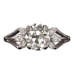 Art Deco Vintage 2.15 Carat Old European Cut Diamond Solitaire Ring