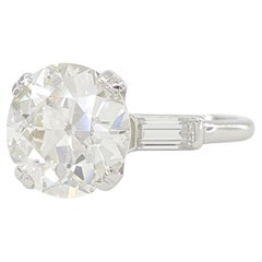 Anello cocktail in platino con diamante Art Deco Vintage 2.2 Old Brilliante Cut
