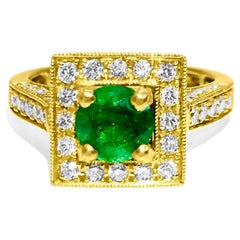 Vintage 3.00 Carat Emerald Diamond Cocktail Ring