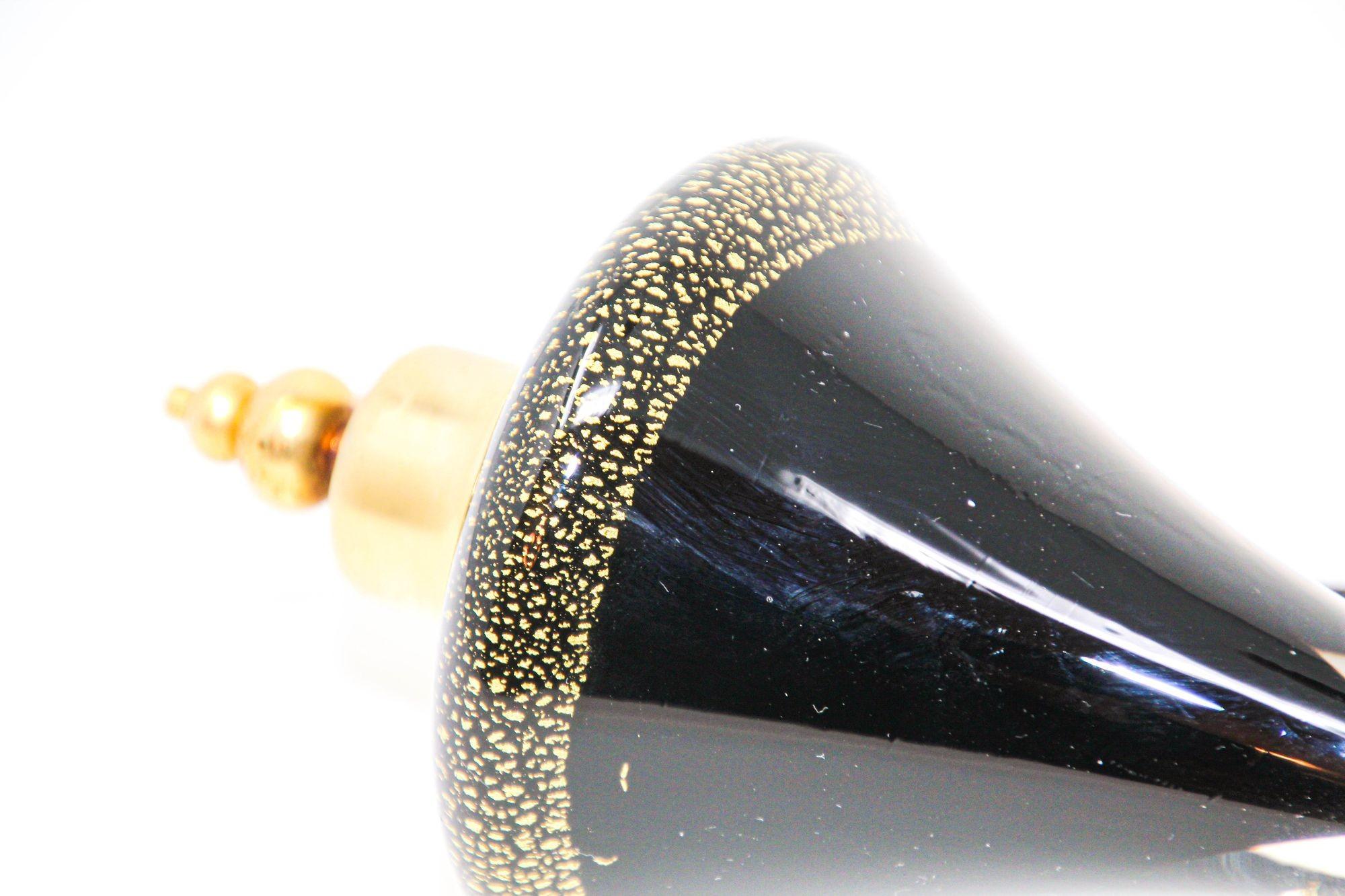 Art Deco Vintage Archimede Seguso Tall Black and Gold Perfume Bottle 1960s In Good Condition In North Hollywood, CA