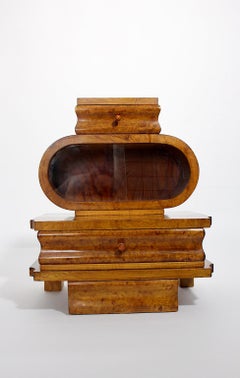 Art Deco Vintage Ash Bakelite Glass Nightstand Side Table Sculptural 1920 Vienna