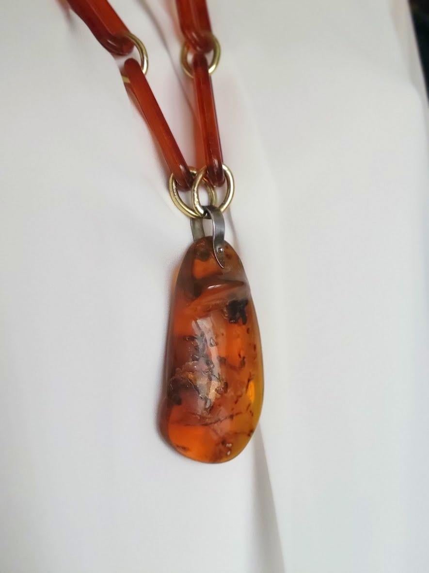 Art Deco Vintage Baltic Amber Pendant In Excellent Condition For Sale In Chesterland, OH
