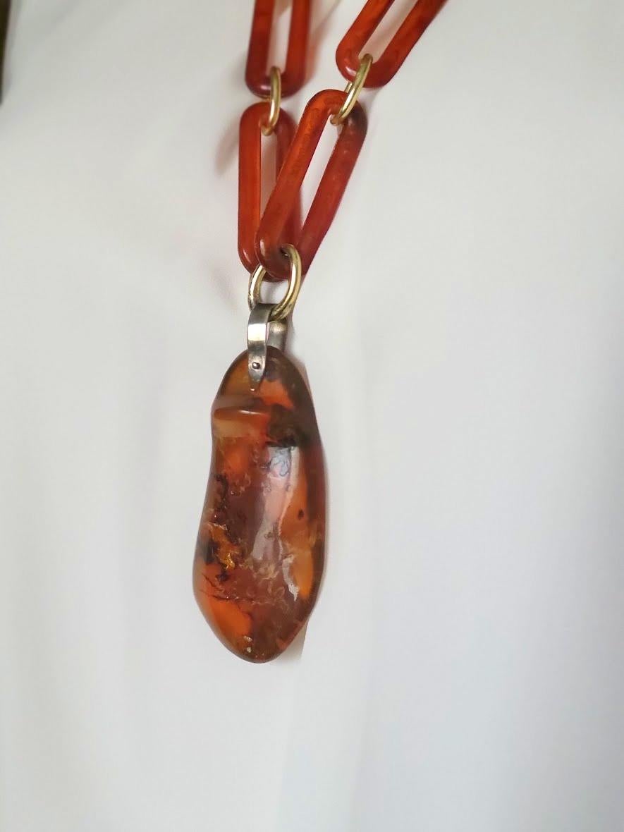 Art Deco Vintage Baltic Amber Pendant For Sale 1