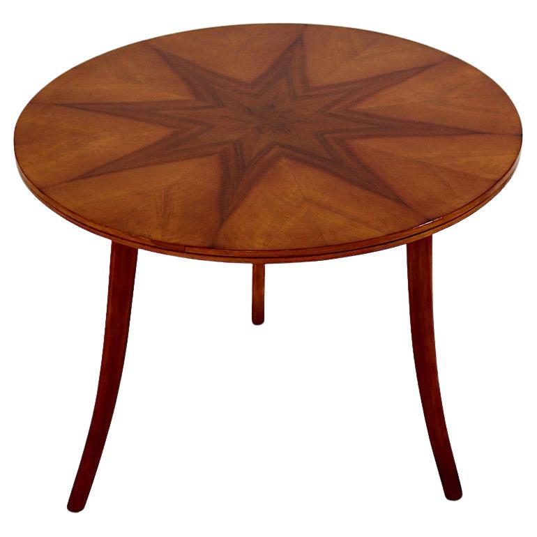 Art Decó Vintage Mesa auxiliar circular de haya y nogal Josef Frank circa 1927 Viena