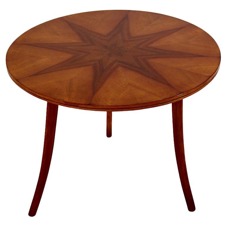 Art Deco Vintage Beech Walnut Circular Side Table Josef Frank circa 1927 Vienna