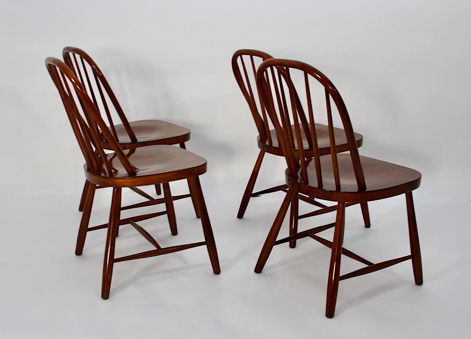 Art Deco Vintage Beech Windsor Dining Room Chairs Four Josef Frank 1920s Vienna For Sale 6