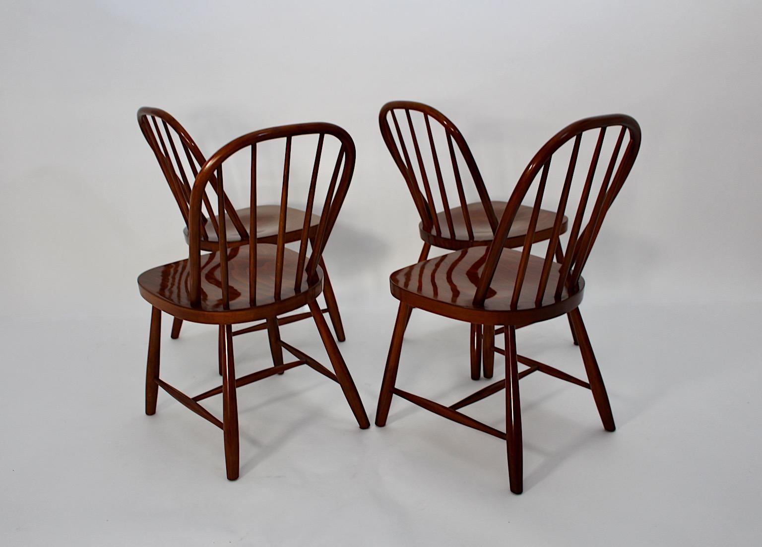 Art Deco Vintage Beech Windsor Dining Room Chairs Four Josef Frank 1920s Vienna For Sale 7