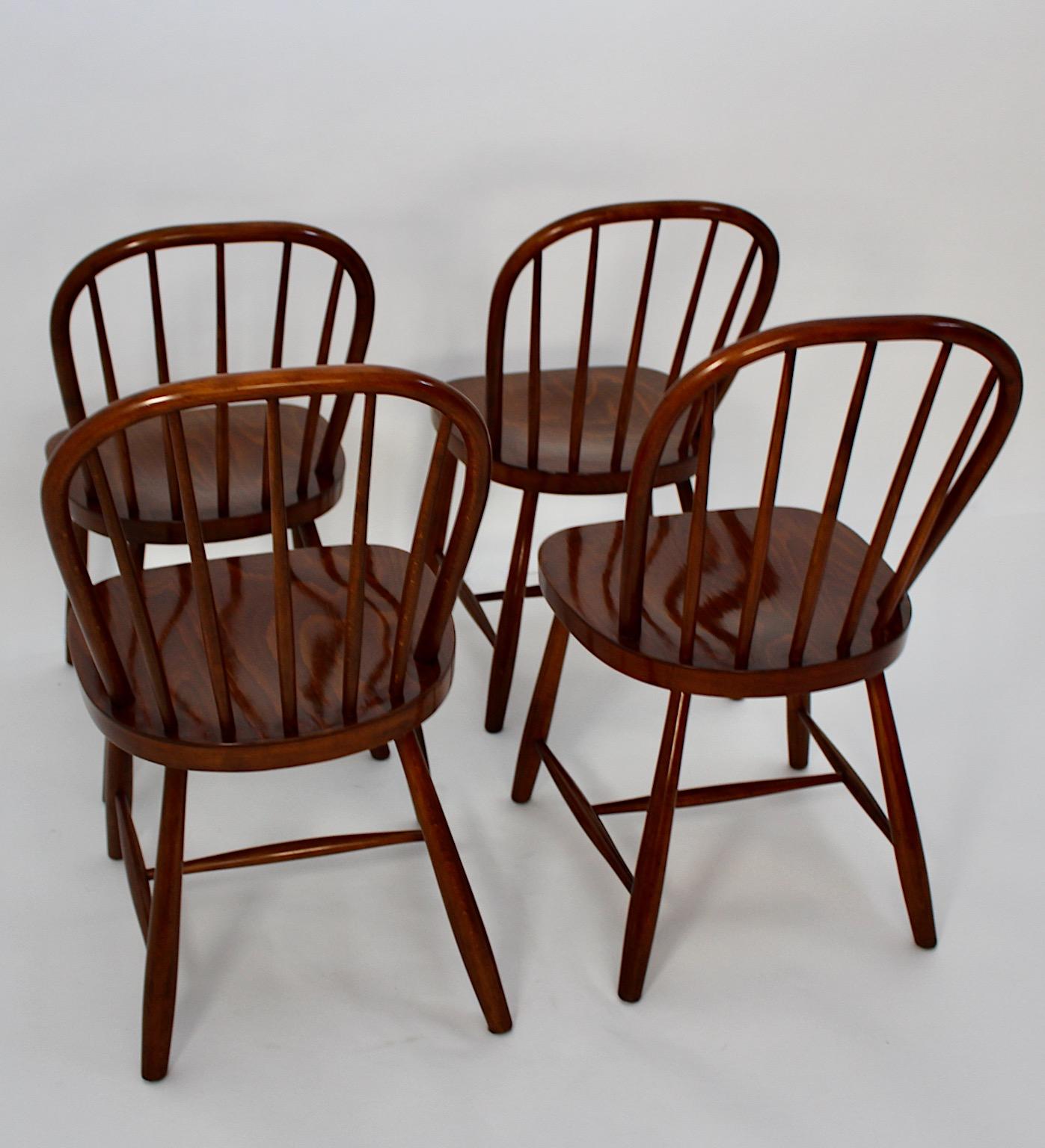 Art Deco Vintage Beech Windsor Dining Room Chairs Four Josef Frank 1920s Vienna For Sale 7